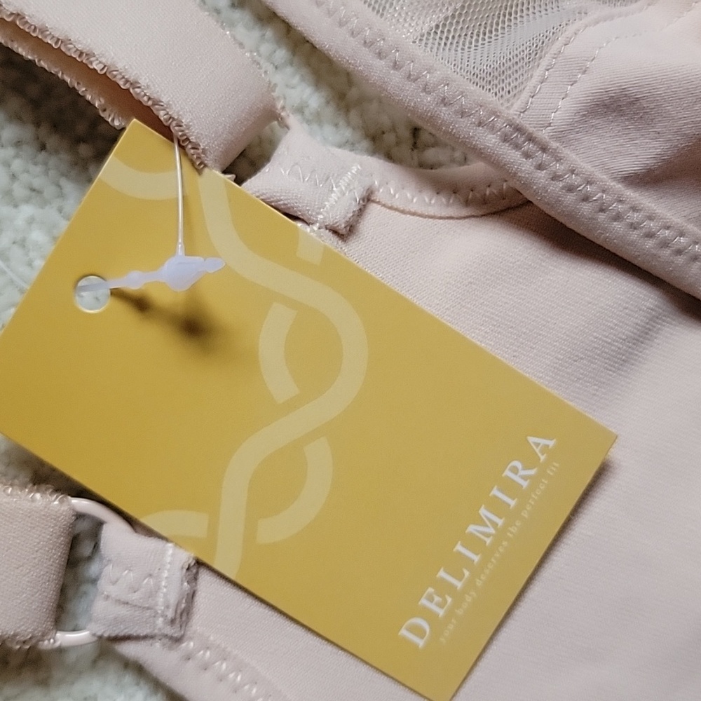 💗 DELMIRA Front Close Unlined Racerback UW Underwire Bra Beige 34E - Picture 2 of 8